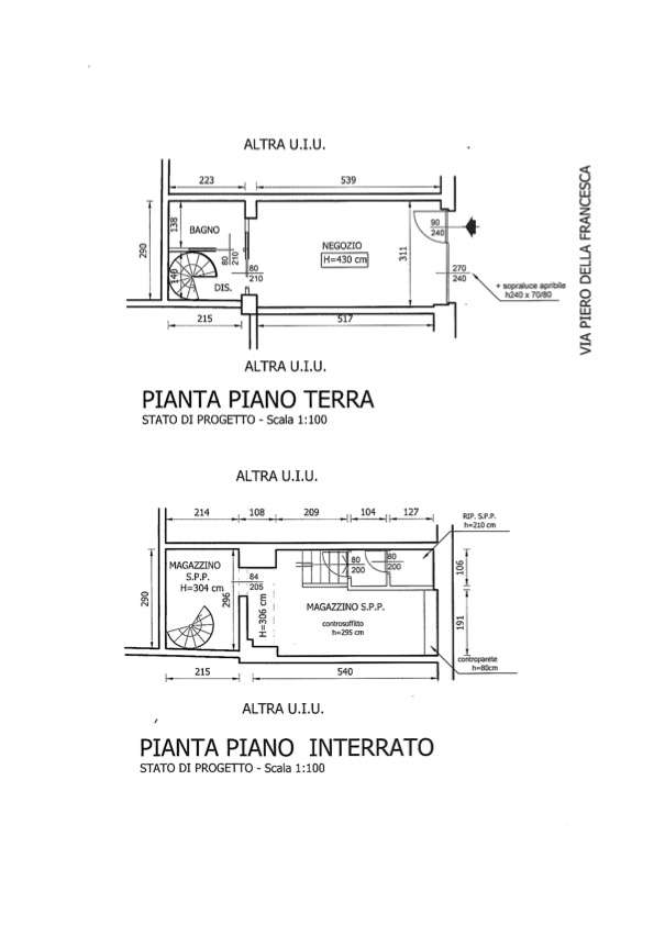 Negozio in affitto via Piero della Francesca, Milano. - Planimetria