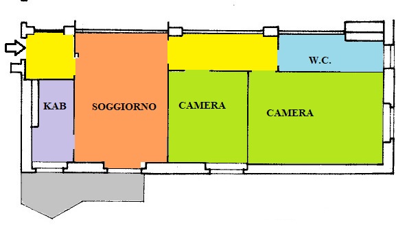 Milano via Sordello tre locali - Planimetria