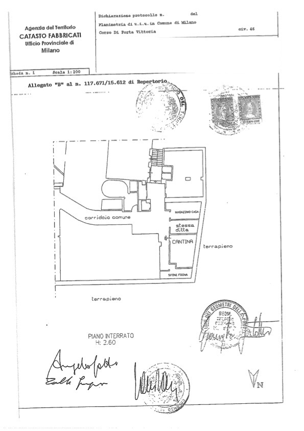 Vendesi magazzino in corso di Porta Vittoria, Milano. - Planimetria