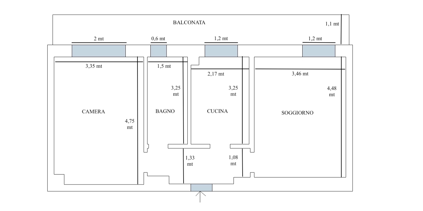 Vendesi 2 appartamenti di 2 locali adiacenze piazza Caneva. - Planimetria Vendesi 2 appartamenti di 2 locali adiacenze piazza Caneva. - Planimetria