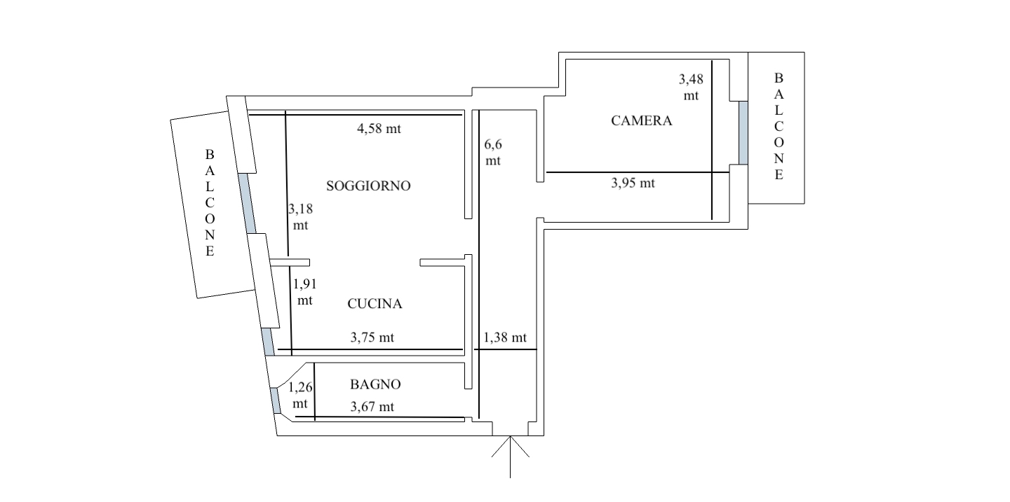 Vendesi 2 locali adiacenze via Caracciolo. - Planimetria